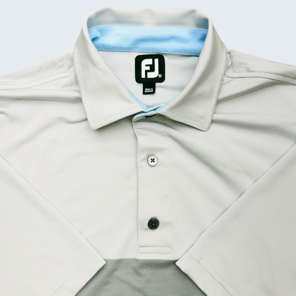 FootJoy Golf Polo Shirt Mens XL Blue/Gray Colorblock Activewear Stretch No Iron